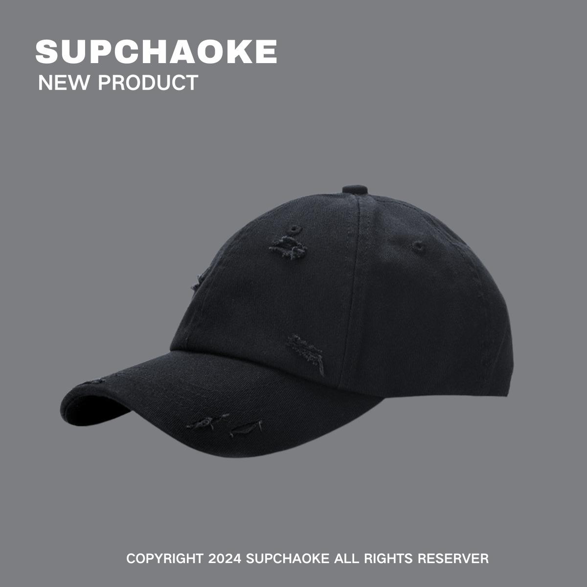 

Шляпа Мужская Модная Брендовая Рваная Выстиранная Мягкая Кепка Женская Отделка Солнцезащитная Бейсболка Washed ripped baseball cap 56-58 чёрный