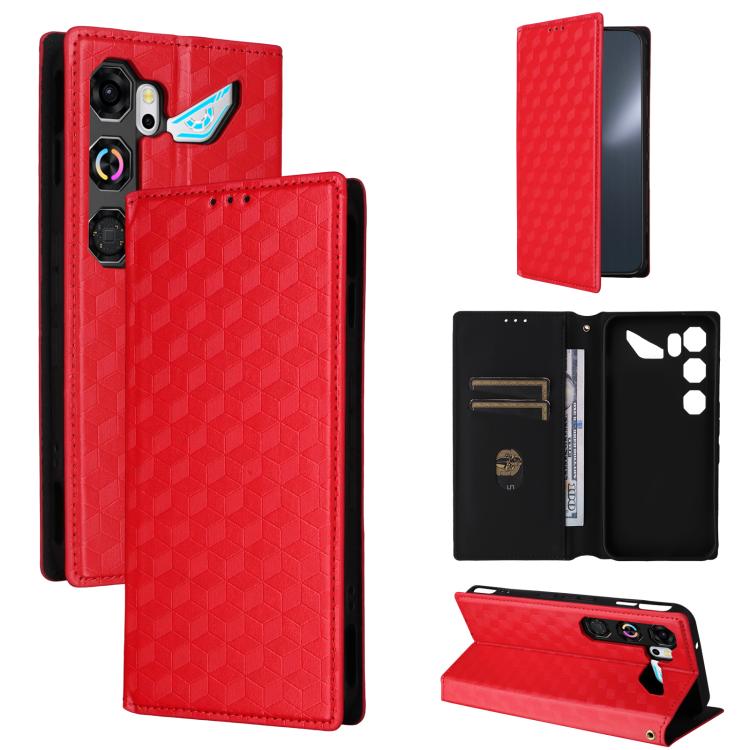 Cubic Grid Texture Flip Leather Phone Case