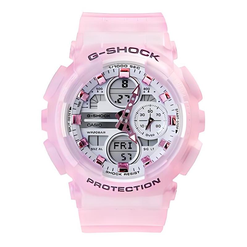 CASIO LCD/pointer dual display series, waterproof 200 meters, Quartz, resin strap, , same style for men and women, white dial GMA-S14ONP-4A
