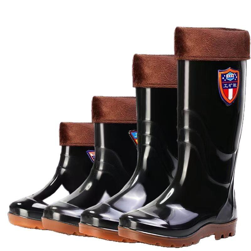 Rain shoes tall tube black men's non-slip and wear-resistant summer beef tendon sole rain boots work