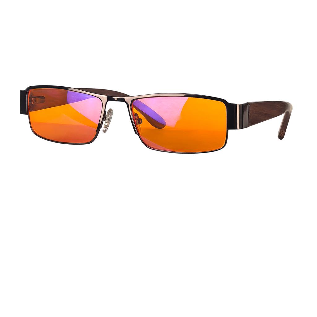 SHINU anti blue light lenses yellow driving glasses sleep glasses red lens orange gamging lens with wood leg frame