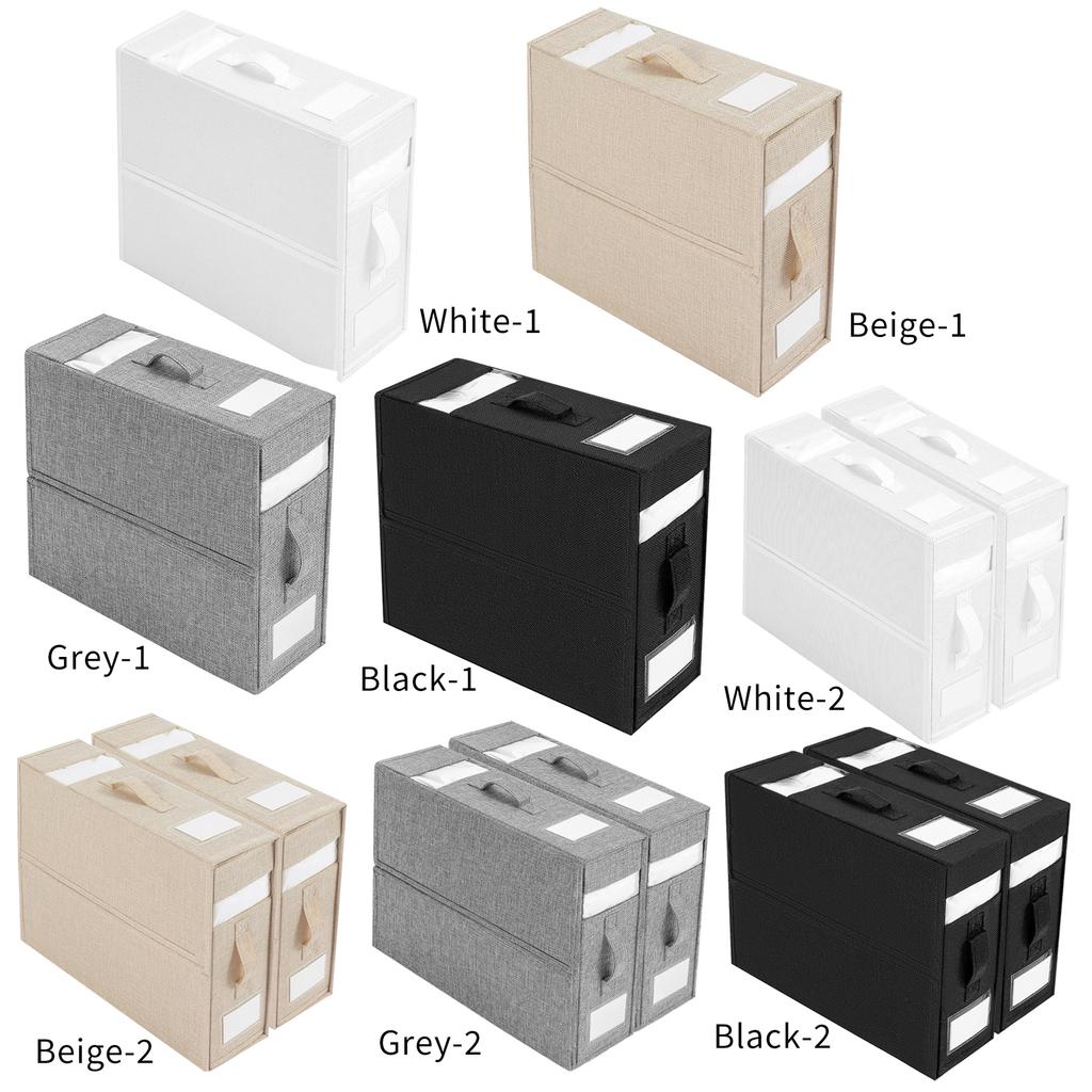 Bed Sheet Organizers Linen Foldable Sheet Storage Box Container with Window and Label for Bedding Duvet Cover Set