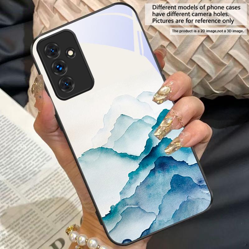 Ink landscape painting For Samsung Galaxy A50 A52 A52s A53 A54 A55 A56 A51 A80 A70 A71 A35 A34 A30 A26 A25 A22 Glass Phone Case