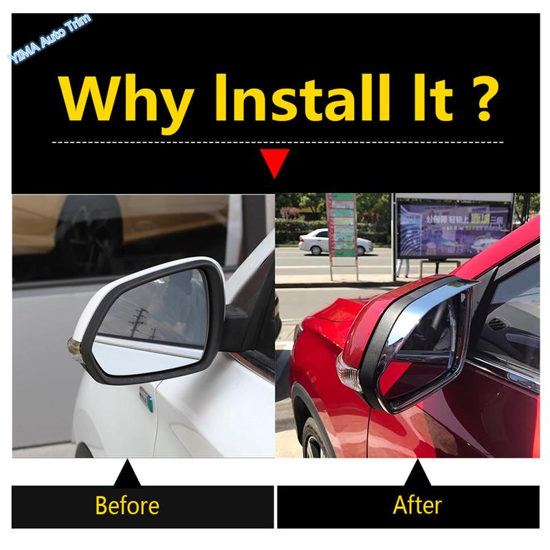 Car Door Rearview Mirror Frame Cover ABS 2Pcs Chrome Decorator Rain Eyebrow Trim Fit For MG ZS 2018 -  exterior accessories