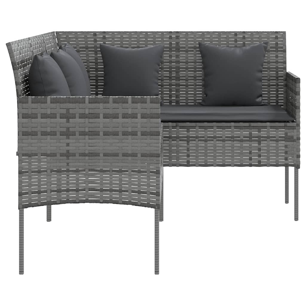 L shaped Sofa with Cushions Poly Rattan Grey