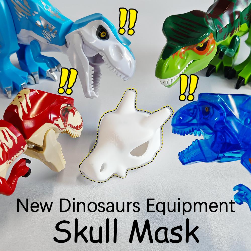 Jurassic Dinosaurs Skull Mask Building Blocks DIY Tyrannosaurus Action Figure Model Hat Gift