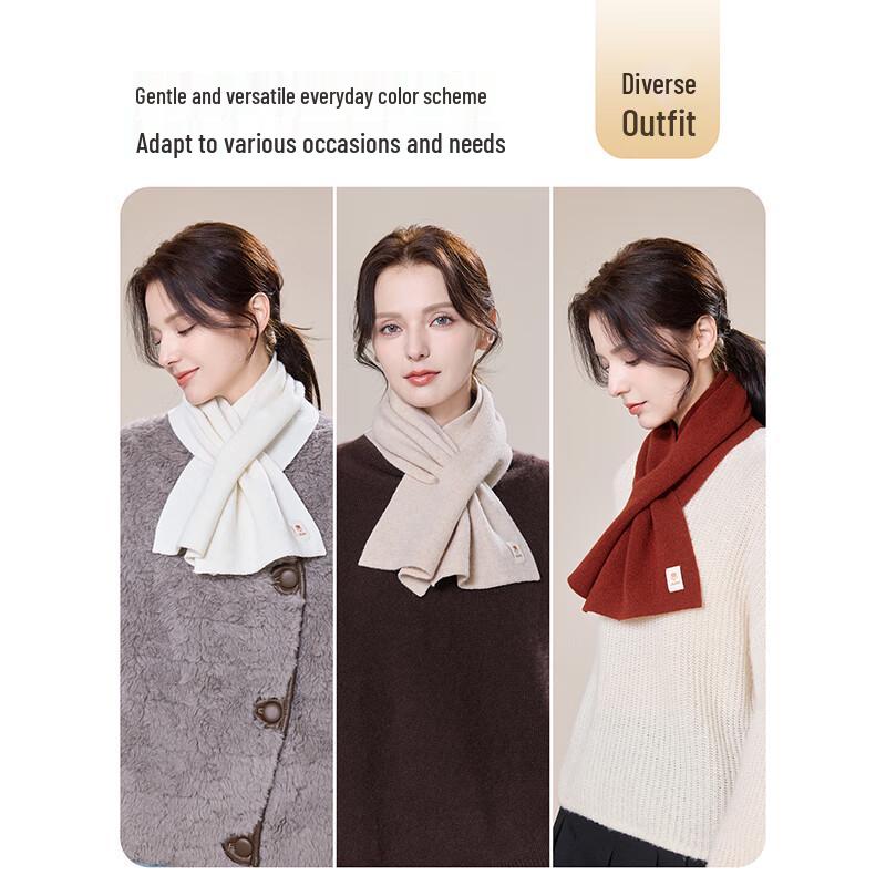 JIUMU Women's Pure Wool Cross Neck Scarf