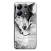 Phone Case - MANIACASE - Xiaomi Redmi Note 13 4G - TPU Silicone - Black and White - Wolf and She-wolf Pattern