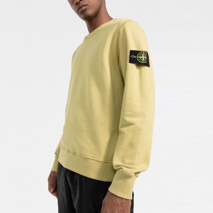 STONE ISLAND Compass Logo Long Sleeve Pullover Sweatshirt Men Sweatshirt Yellow 751563020-V0098