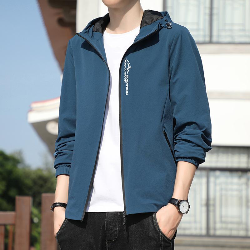 

New Autumn and Winter Men s Jacket Hong Kong Style Jacket Student Tooling Hooded Jacket Top M джинсовый синий