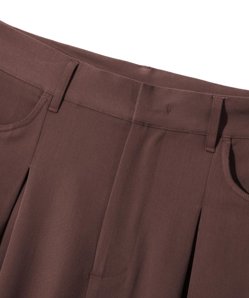 TRILLION Double Inverted Tuck Wide Pants [Brown]