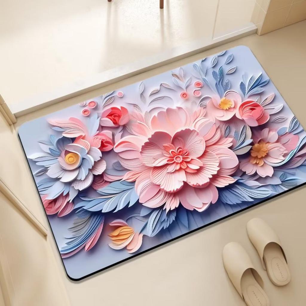 Diatom Printing Bathroom Thickening Mat Bath Non-slip Carpets In Wash Basin Bathtub Side Floor Rug Shower Room Doormat Memory Foam 3D Pad