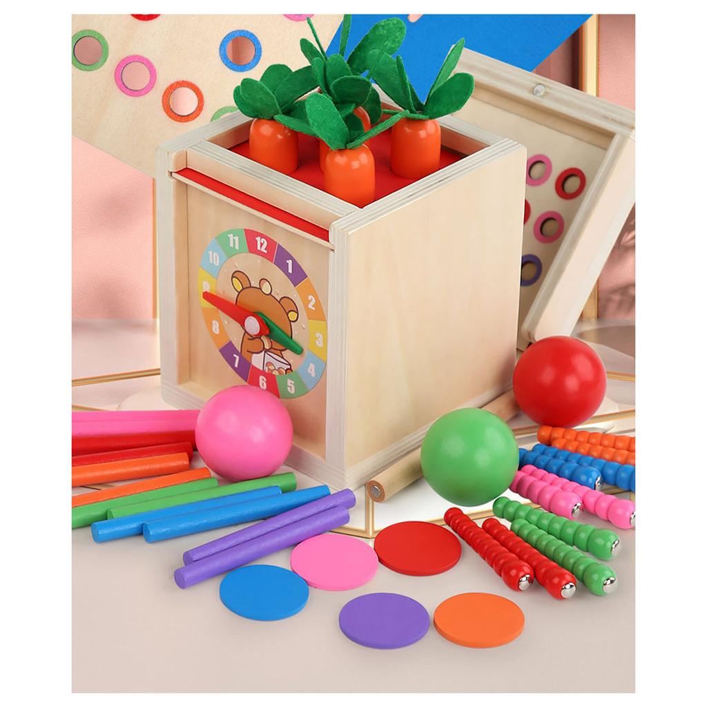 Six In One Coin Box Multi Functional Stick Pulling Carrot Preschool Building  Color Matching Intelligence Box Toy