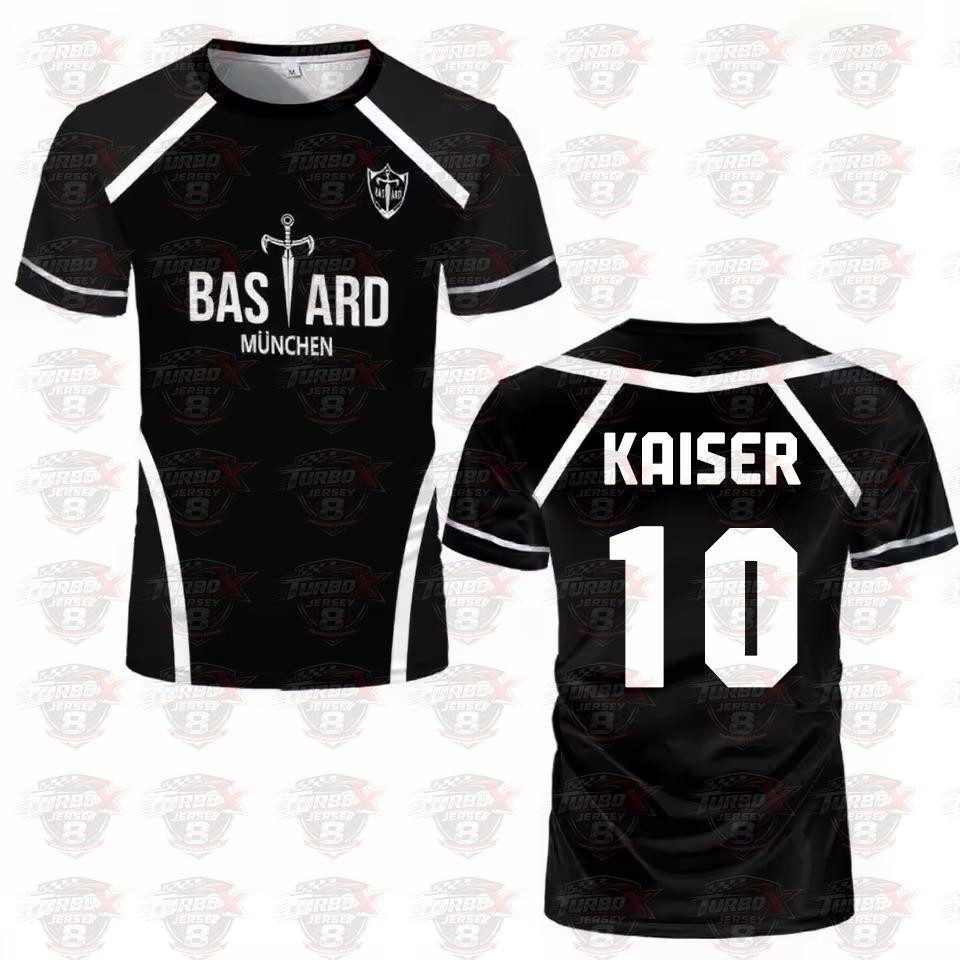 Blue Lock Anime Shirt Schwarz und Weiß Trikot Herren Fußball T-Shirt Kaiser Isagi Training Atmungsaktiv Sport Herren T-Shirt