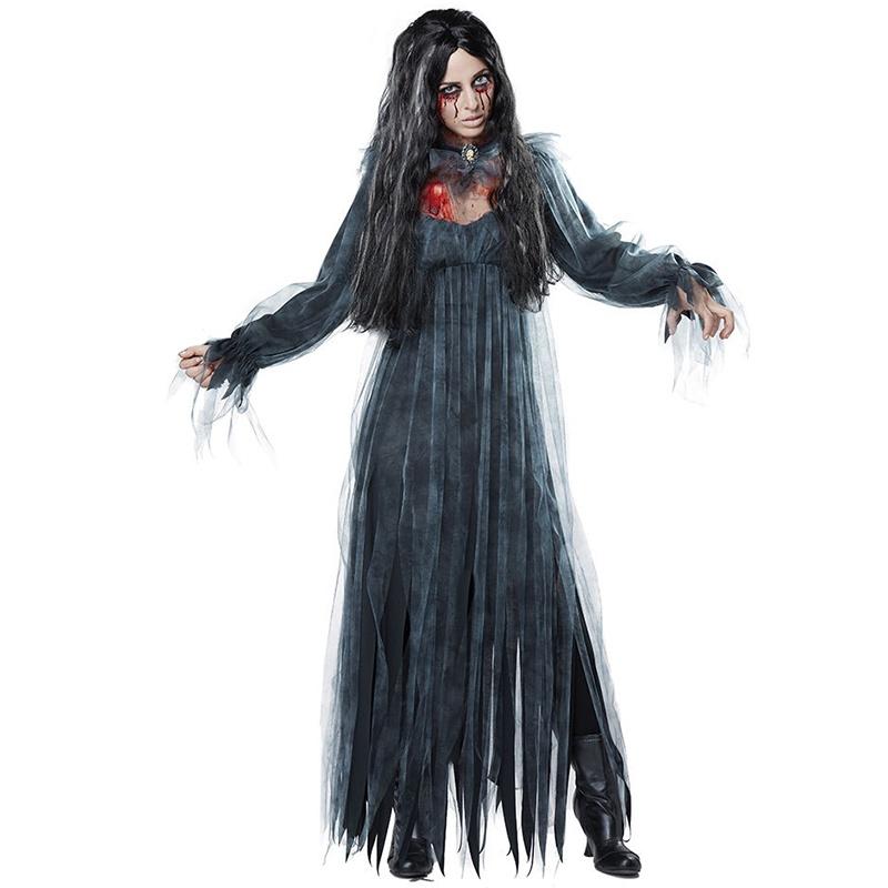

Хэллоуин Костюм Невесты-Зомби Скелета Страшный Маскарадный Костюм Привидения Косплей XL чёрный