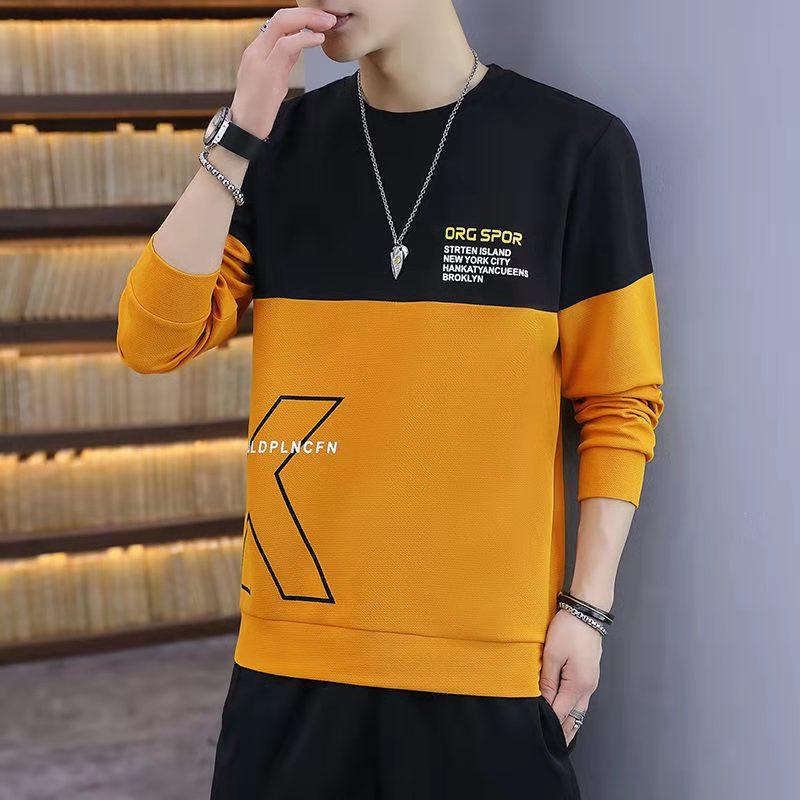 New Style Sweater Men'S Spring And Autumn Men'S Long Sleeved T-Shirt Pullover Round Neck Casual Bottoming Shirt Youth Trend Men'S Top