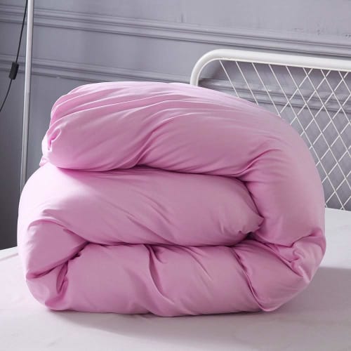 Semi-double 3-piece bedding set, cotton blend, solid color, includes duvet cover, fitted sheet, pillowcases, washable, quick-drying, dust mite resista