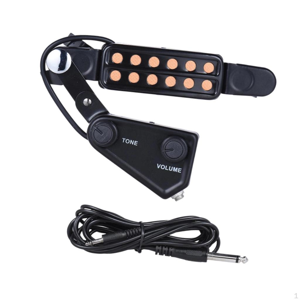 12 Soundhole Guitar Pickup Acoustic Electric Transducer Low Noise Instrument with Audio Cable