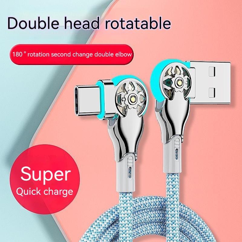 1M 2M Usb To Type C Fast Charging 180 Degree Rotation Cable Alloy Braided Data Cable For Xiaomi Samsung Huawei Phone Charger