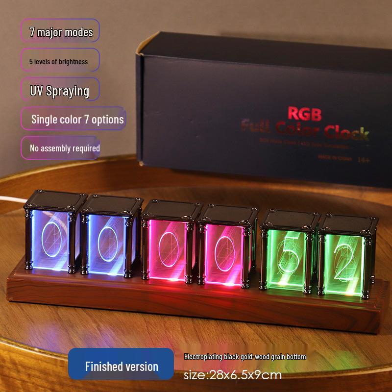 RGB Glow Tube Esports Desktop Clock - DIY Artistic Ornament and Gift