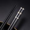 5 Pairs Black Sushi Sticks Korean Chopsticks Set Alloy Dinnerware Reusable Chinese Food Chopsticks Japanese Palillos Chopsticks