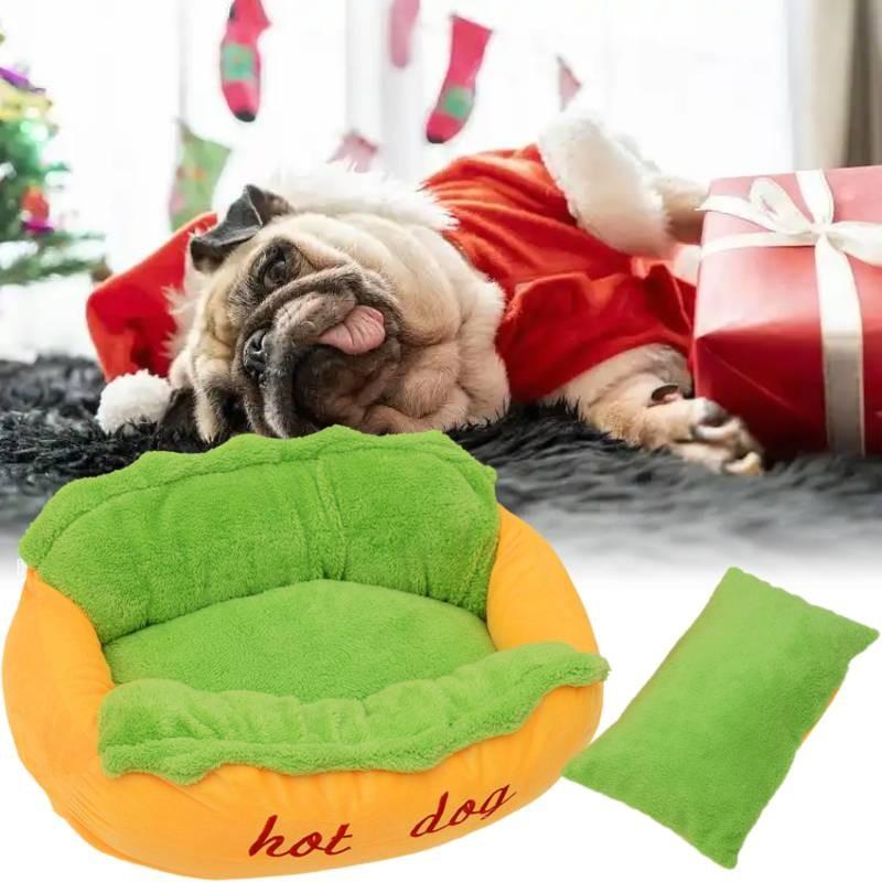Cushion Pet Bed Hot Dog House Lounger Warm Removable Washable Cat Animal Kennel