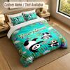 Bear Panda Theme Personalized 3Pcs Bedding Set Custom Text & Name 1 Sheet 2 Pillowcases Household Bedding 1pc