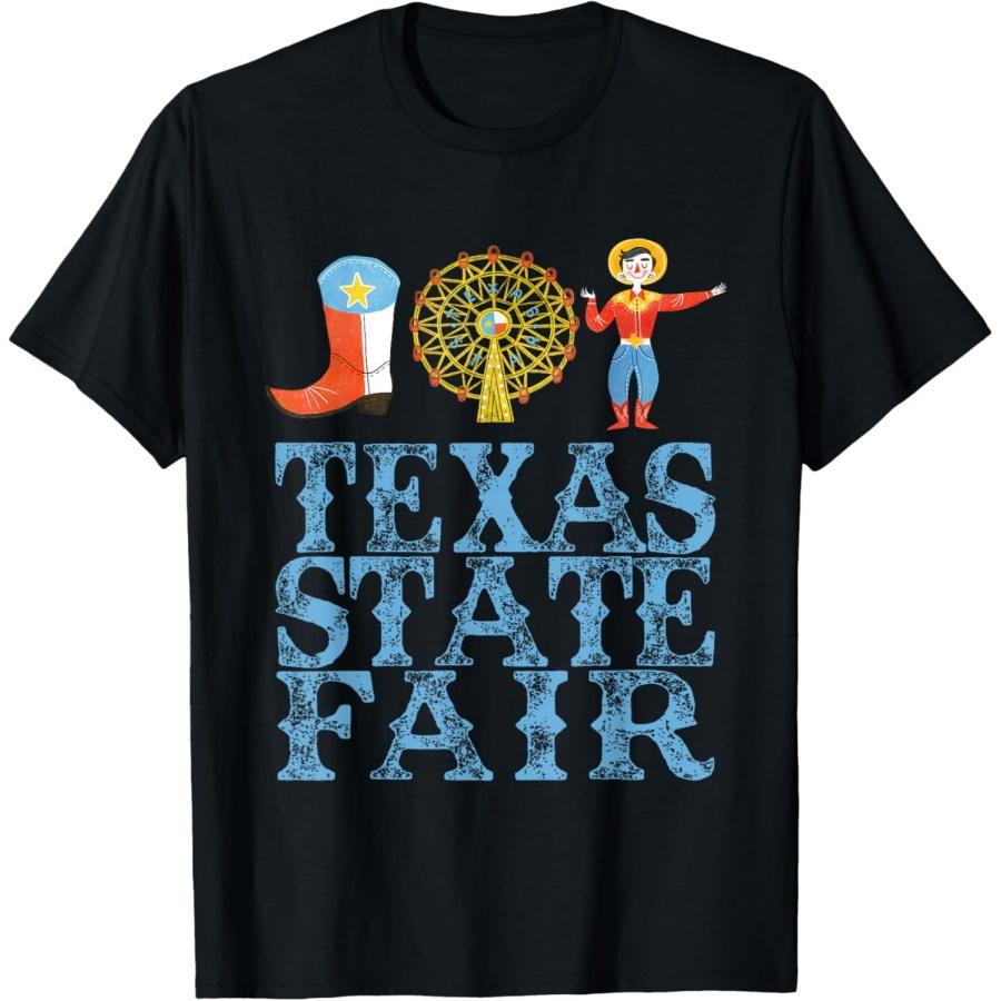 

TEXAS FAIR, STATE FAIR COWBOY, FERRIS WHEEL, COUNTY FAIR T-Shirt XXXXXL чорний