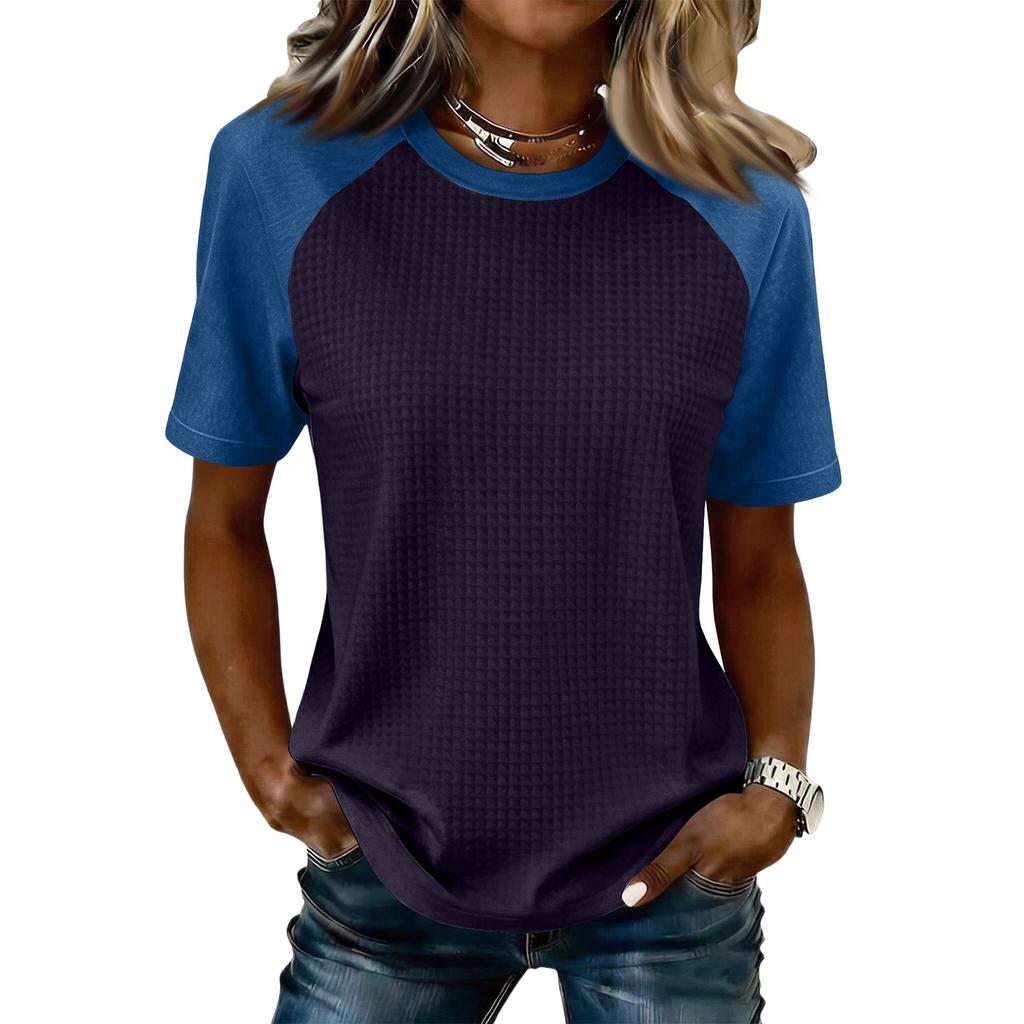 Women’s Casual Lightweight Knit Raglan Sleeve Crew Neck Top Plus Size Loose Fit Retro Style Shirt
