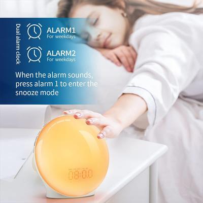 Multifunction Wake Up Light Sunrise Alarm Clock Sunrise/Sunset Simulation Digital Clock with Night Light FM Radio Desk Clocks