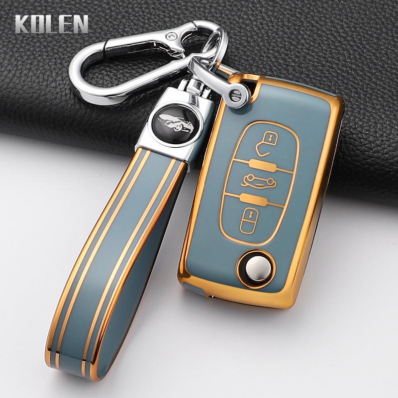 Mode Auto Schlüsselhülle Abdeckung Für Citroen C2 C3 C4 C5 C6 Xsara Berlingo Für Peugeot 207 307 308 407 607 807 Geschützter Schlüsselanhänger Fob