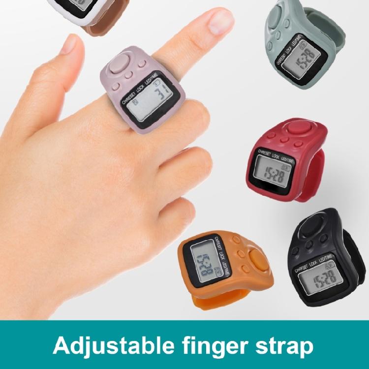 Licznik elektroniczny Tasbeeh z 6 kanałami LED, pierścieniem i klikerami, przenośnymi, resetowalnymi klikerami