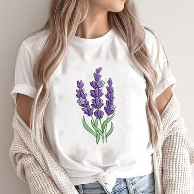 (Asian Size)T Clothing Casual Plant Flower Trend 90s Lovely Fashion Print Female Casual  Women's Top Graphic Tee Short Sleeve T-shirt