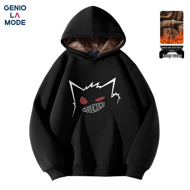 

GENIOLAMODE Men s Plush Lined Cartoon Print Hoodie 3XL