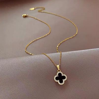 Titanium Steel Does Not Lose Colour Four-Leaf Clover Necklace Female Temperament Versatile Senior Sense Of Light Luxury Collarbone Chain