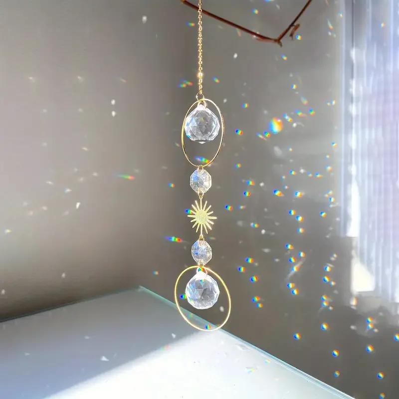 

1pc Hanging Crystal Sun Catcher - Wind Chime Pendant for Wedding Parties, Home Decor, Photo Props & Outdoor Use