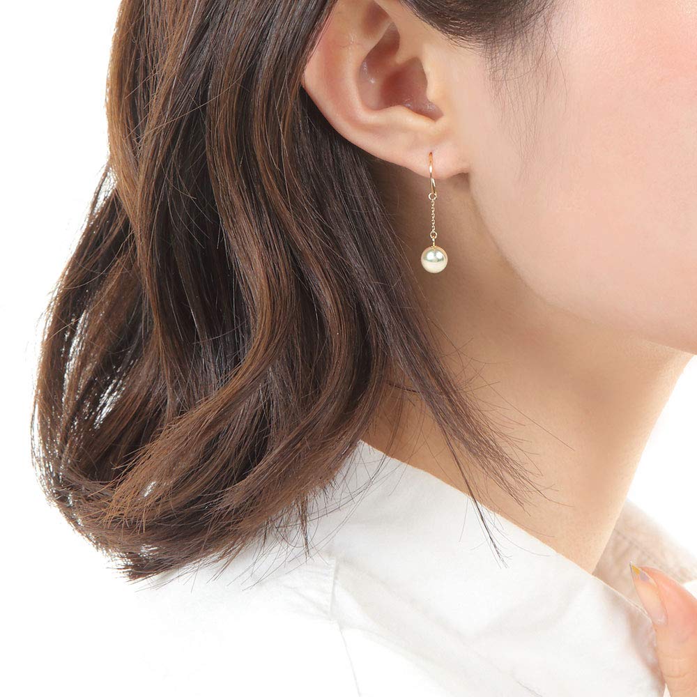 Pearl Earrings Cheerful Earrings K18 Pearl Earrings Women's [Gift Wrapped]