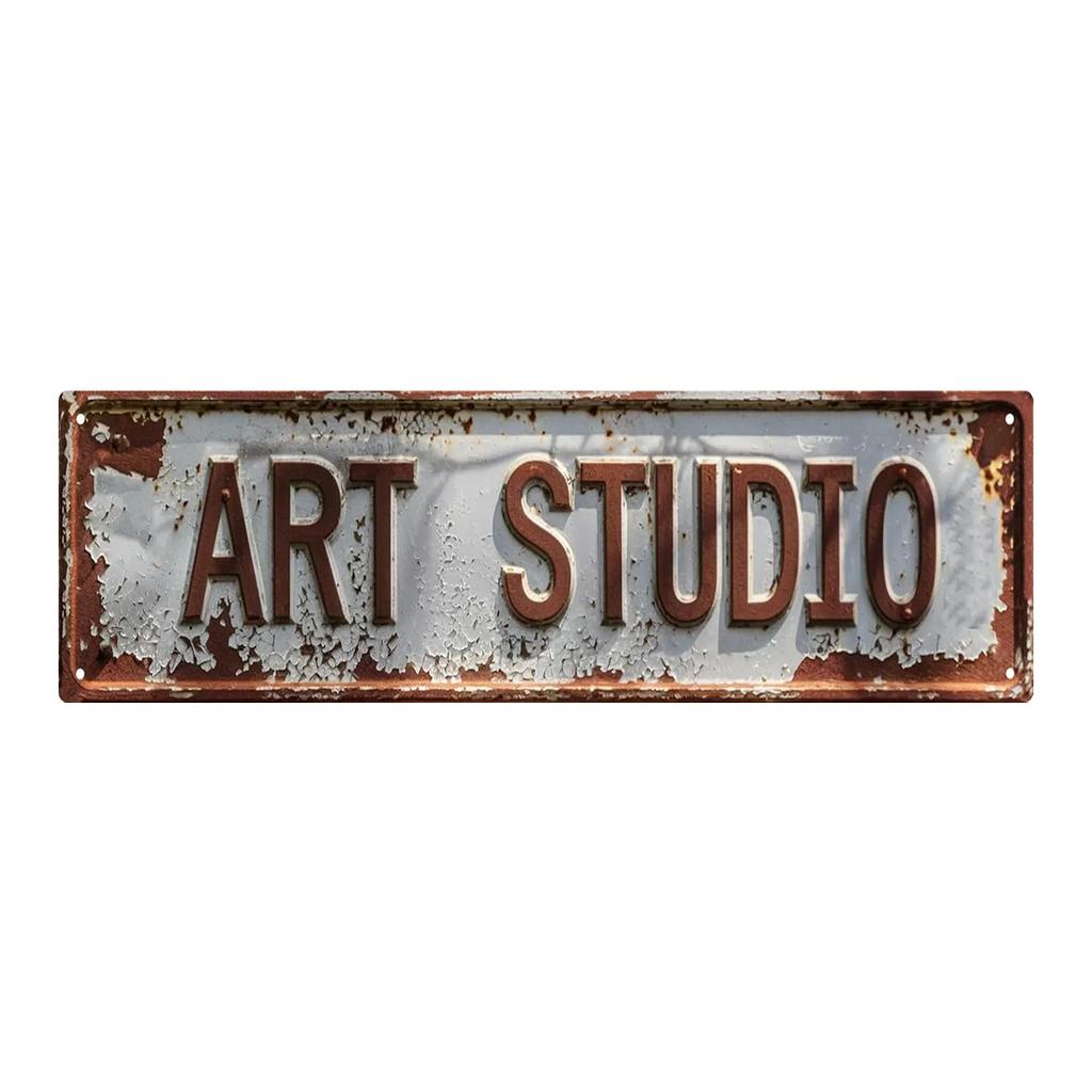 Custom Vintage Rustic Metal Sign Weathered Brown White Wall Decor Ornament