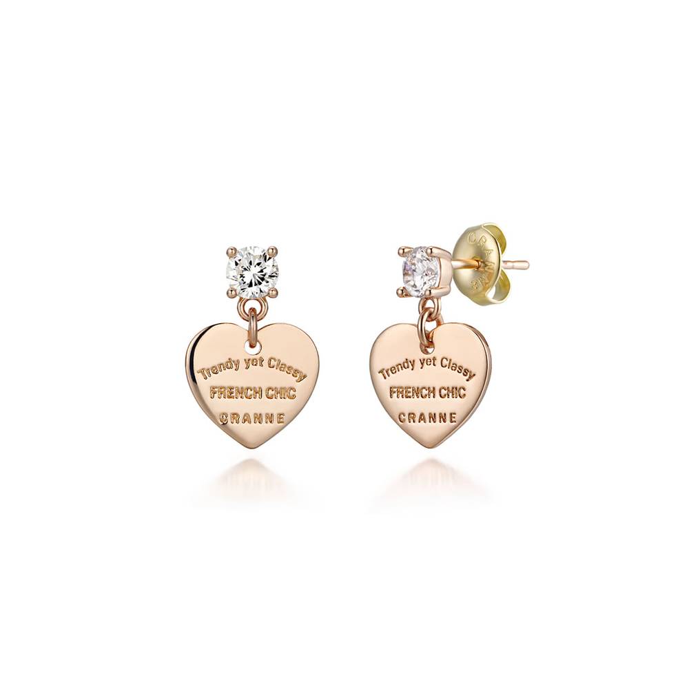 14K Cubic Point Heart Lettering Earrings (Gold Filled) C24Egf090