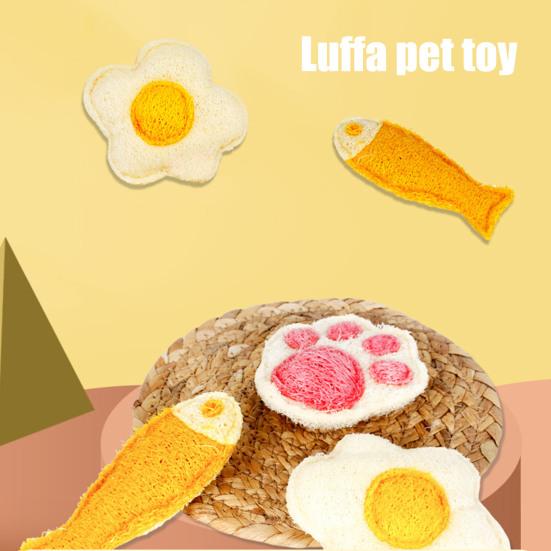 Yousheng 3Pcs/Set Loofah Cat Chew Toys Natural Cat Teeth Cleaning Toy Kitten Teething Toy for Indoor Cats Chewing Biting