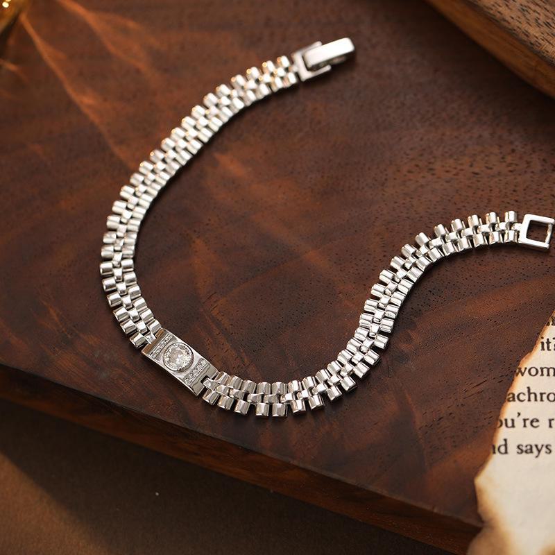 Banyan Tree S925 Silver Zircon Bracelet Watch Strap - Unisex Fashion Accessory