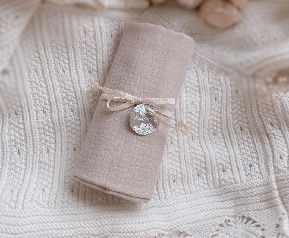 Muslin Swaddle Wrap 80x80cm Double Gauze (Pastel Beige)