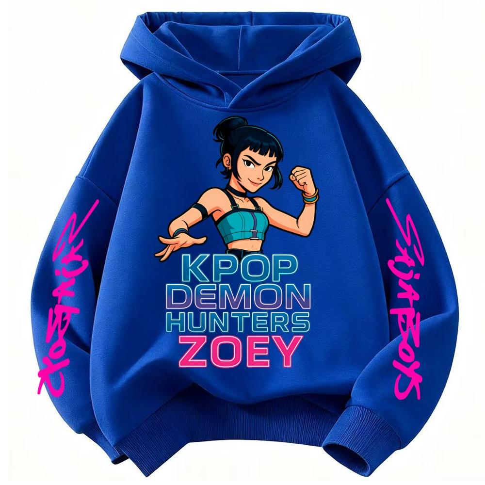 Rumi Cute KPop Demon Hunter Cartoon Girls Hooded Sweatshirt Warm Children's Wave Fashion Casual Tops Black Pink Clothing