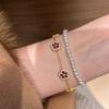 Bracelet Fleur Zirconia Plaqué Or 18 Carats pour Femme - Design Élégant et Luxueux