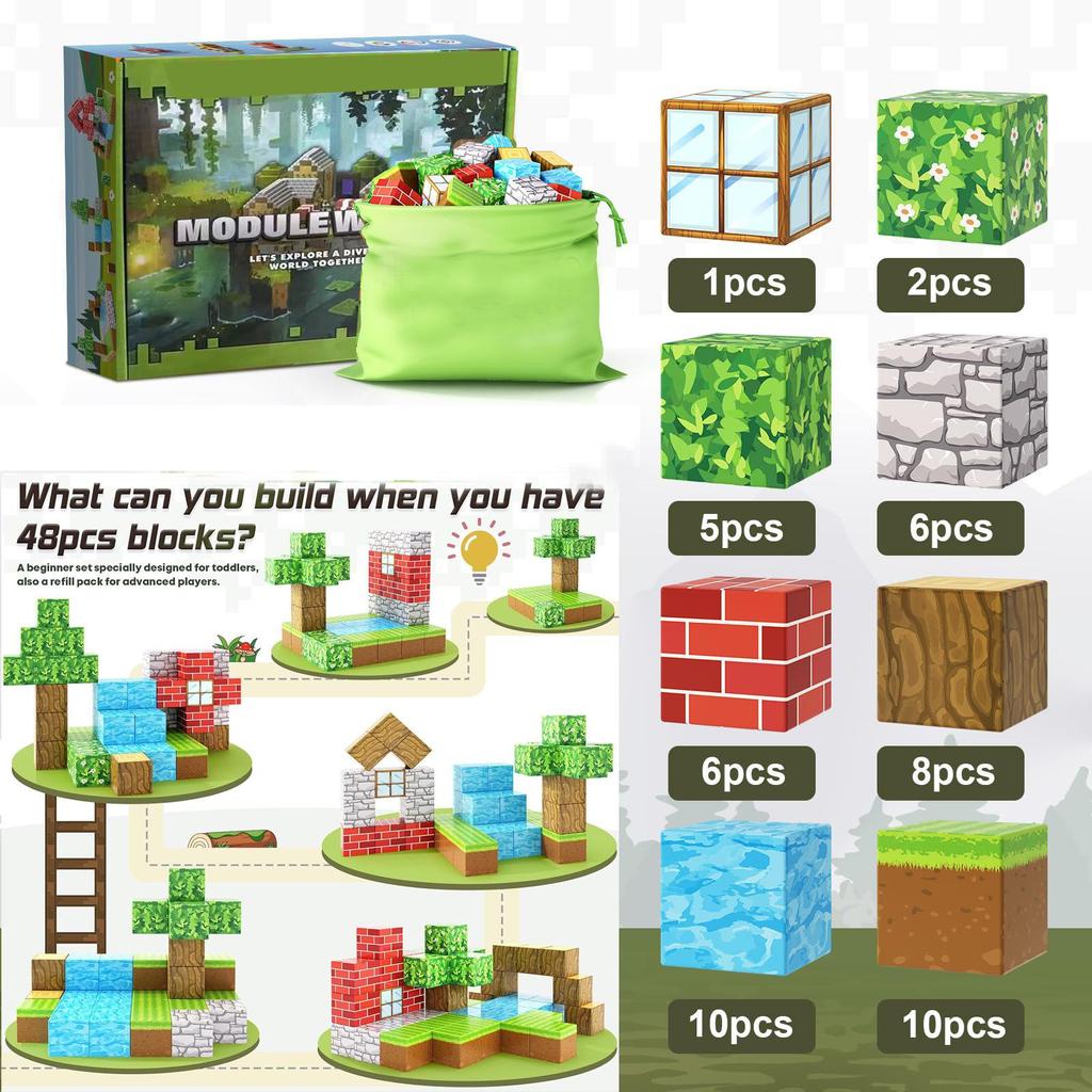 Magnetic World Forest Cube: Mini Magnetic Building Blocks Set