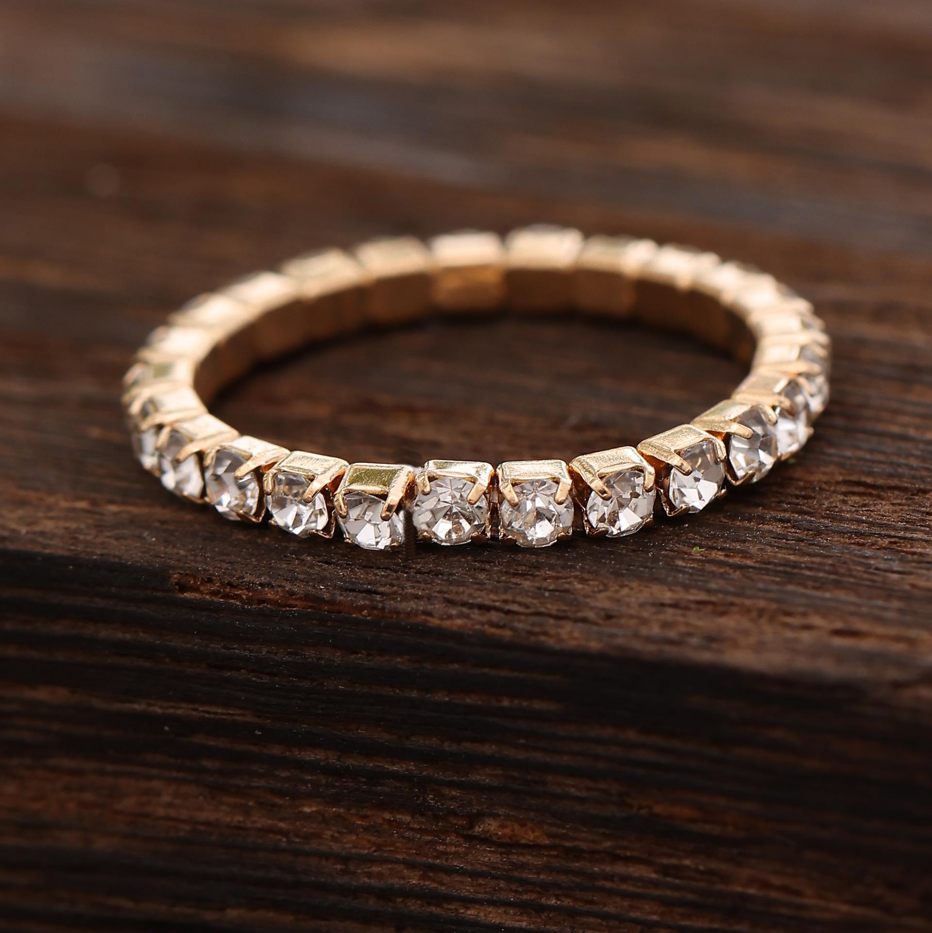 

Эластичное кольцо с одной дорожкой цветных страз, полностью усыпанное бриллиантами, эластичная веревка, женское универсальное кольцо, кольцо для пальца ноги Elastic Adjustable