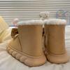 New Winter Warm Slippers Women Home Floor Shoes Soft Plush Lace-up Female Indoor Street Snow Boots Girls Platform Footwear