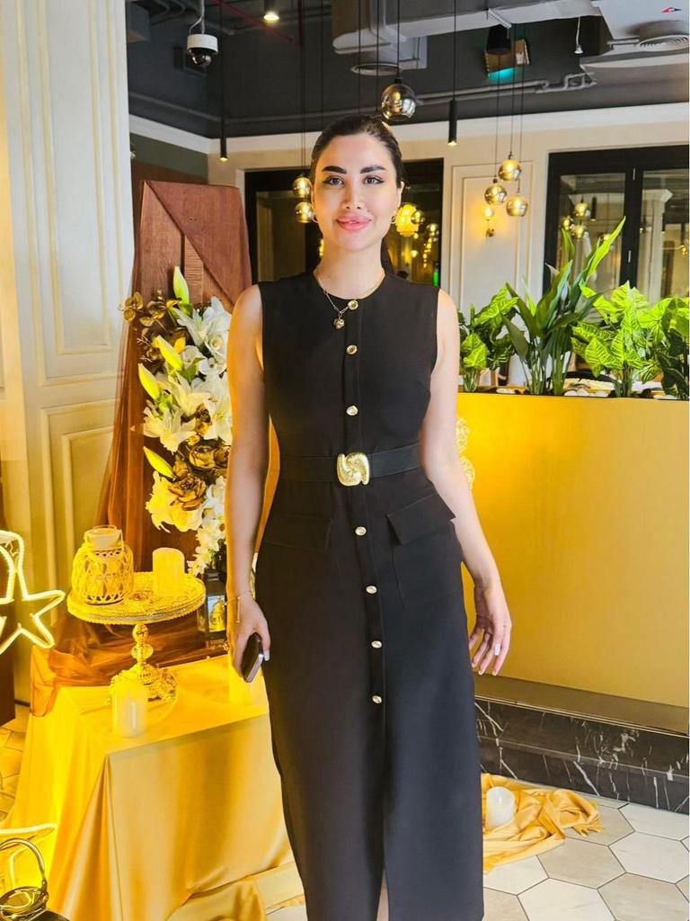 2025 Spring/Summer Women's Sleeveless Fitted Waist Slit Long Dress with Multi-Button Design