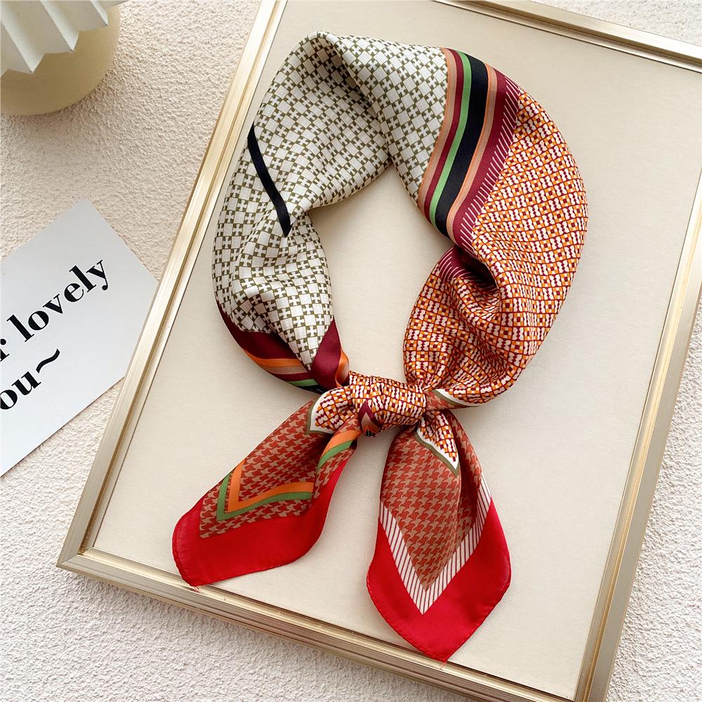 70 Small Square Silk Scarf: Women's Retro Chic Sunscreen Neck, Head, or Wrist Scarf In Korean Style for Autumn and Winter