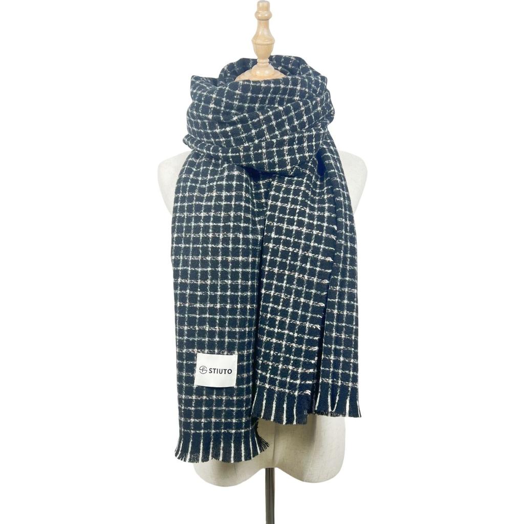 New Angela red scarf women's thickened long autumn and winter senior sense versatile simple plaid warm scarf